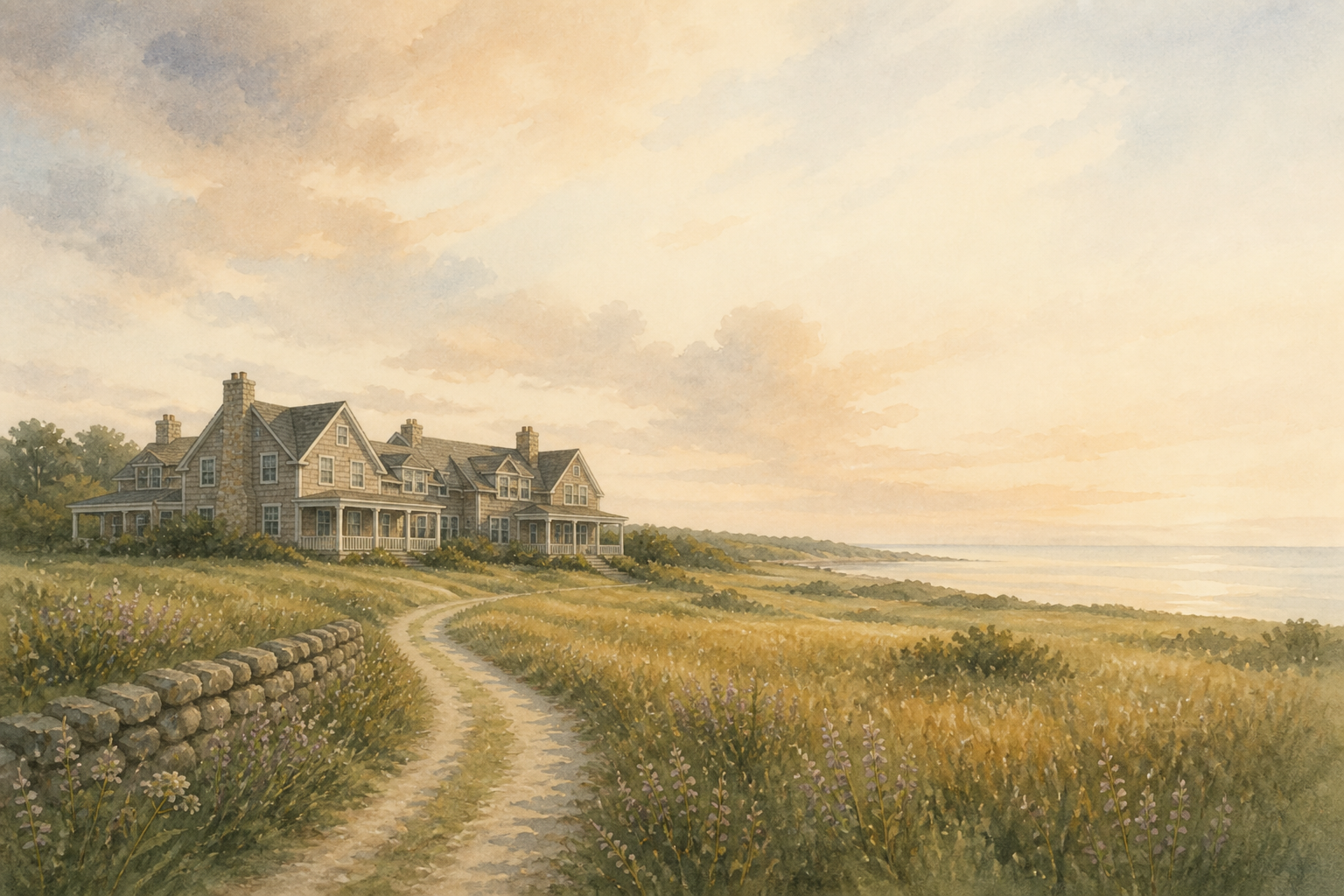 Hamptons estate at golden hour